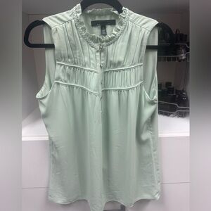 NWOT White House Black Market Light Green Ruffled Blouse